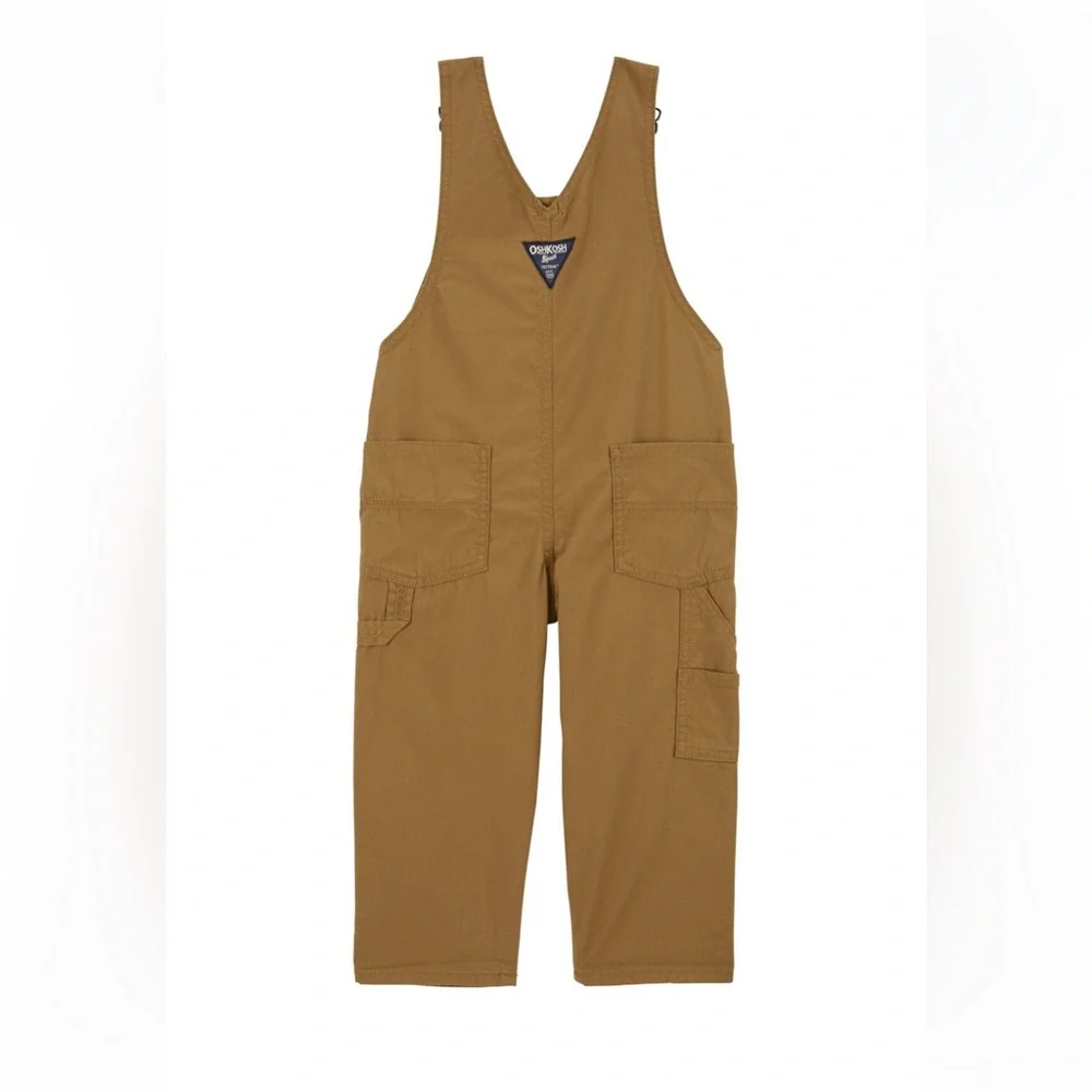 OshKosh B'gosh Toddler Lightweight Canvas Overalls Khaki 4T NWT